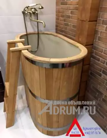Овальная Купель для бани из лиственницы с пластиковым вкладышем в Санкт-Петербургe, фото 5