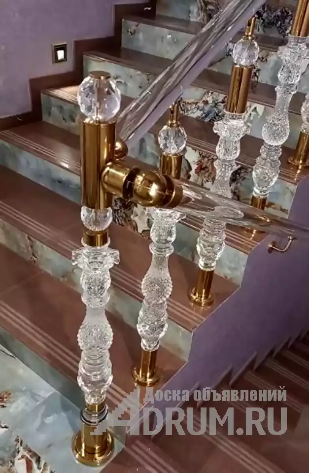 Прозрачные перила для лестницы (акрил), балясины в Краснодаре, фото 5