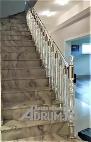 Прозрачные перила для лестницы (акрил), балясины в Краснодаре, фото 3
