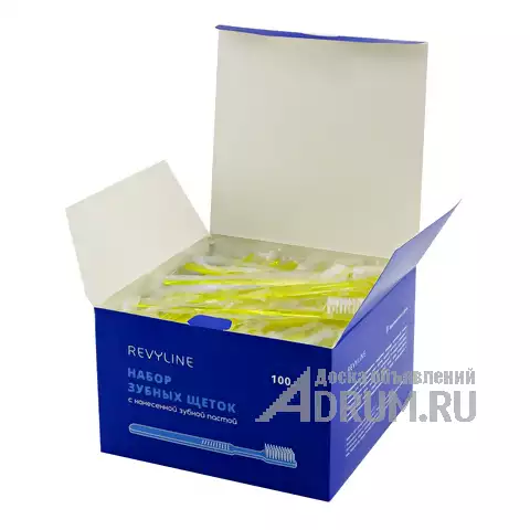 Зубные щетки с пастой на щетине от Revyline, большая упаковка на 100 шт, в Казани, категория "Средства личной гигиены"