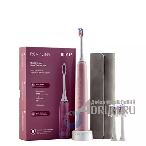 Розовая зубная щетка Revyline RL 015 с 3 насадками в Тюмень