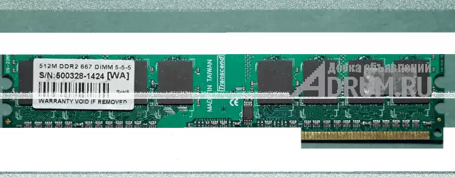 Память компьютерная, планка DDR2, 512 Mb, 667 Mhz, Transcend, Москва