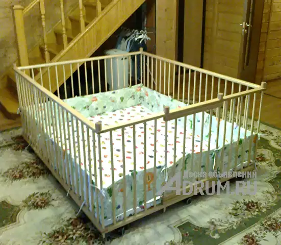Большой детский деревянный манеж 1, 5х2, 0м с калиткой для малышей в Москвe, фото 6