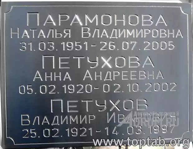 Стальные металлические таблички из нержавейки ритуальные. в Москвe