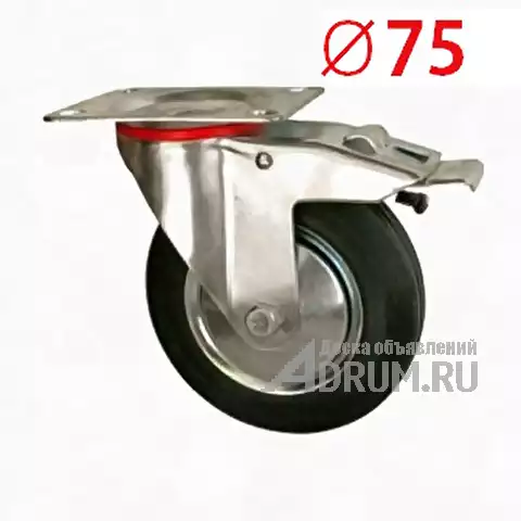 Колесо промышленное поворотное с тормозом диаметр 75, в Балашихе, категория "Стройматериалы"